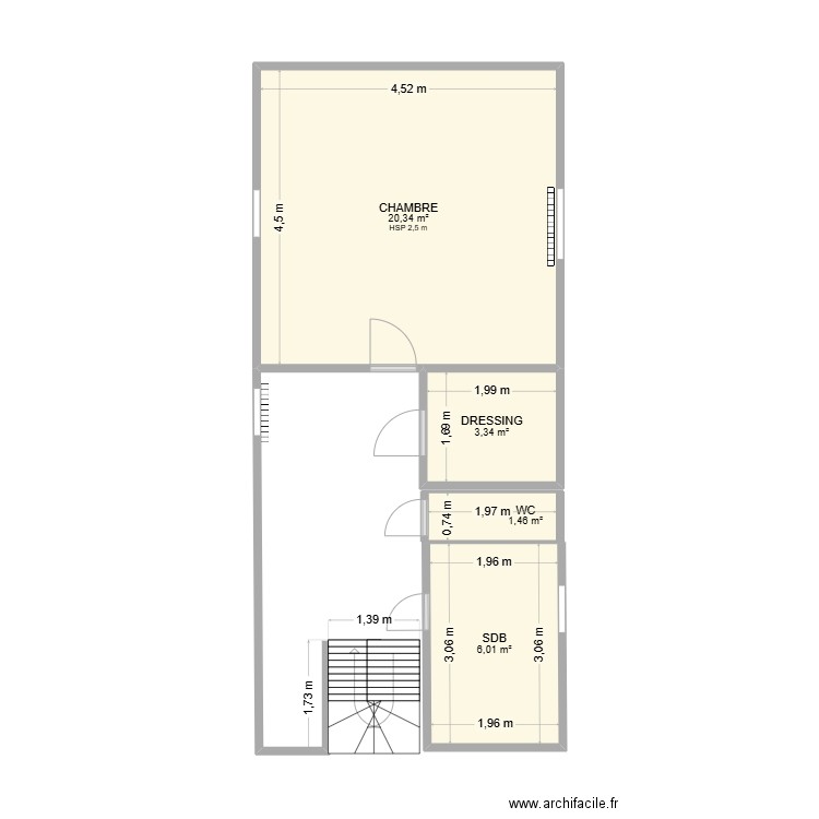 PLAN ETAGE CHAMBRES ENFANTS. Plan de 4 pièces et 31 m2