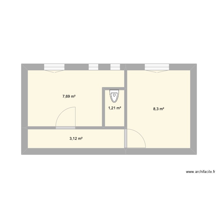 SDB 2. Plan de 4 pièces et 20 m2