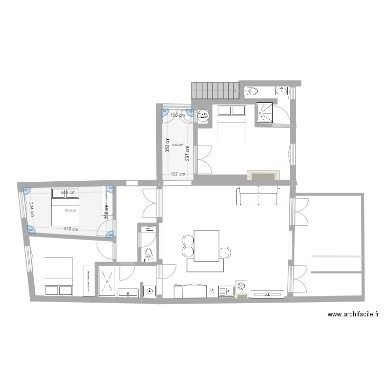 Hotel de Linage. Plan de 3 pièces et 16 m2