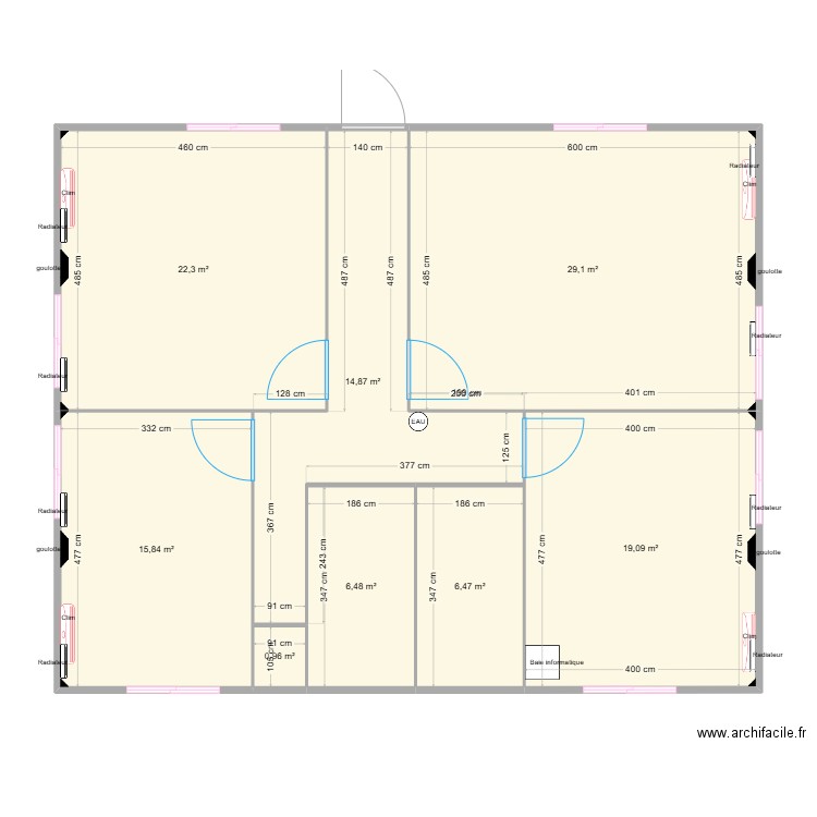 Base travaux HR. Plan de 8 pièces et 115 m2