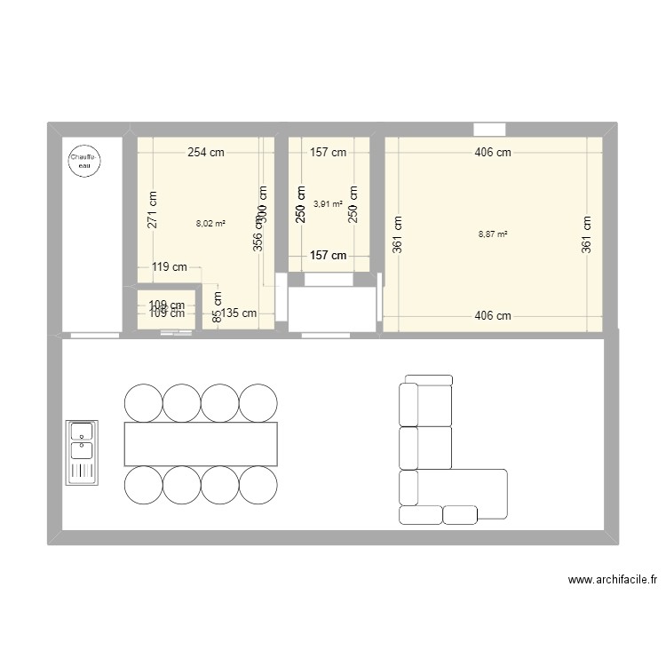 plan maison. Plan de 4 pièces et 27 m2