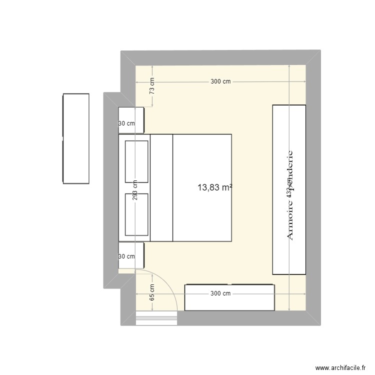 Piece 1. Plan de 1 pièce et 14 m2