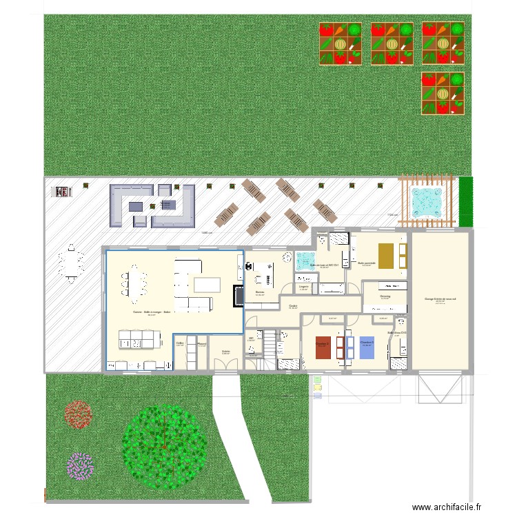 Projet. Plan de 33 pièces et 817 m2