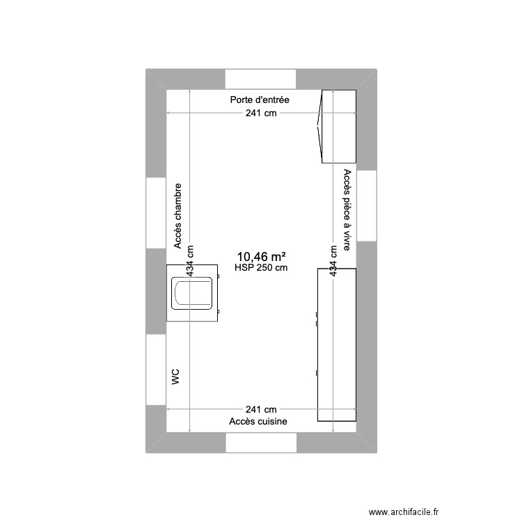 hall d'entrée ok. Plan de 1 pièce et 10 m2