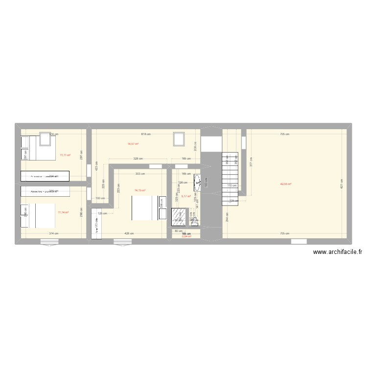 les brosses etage. Plan de 7 pièces et 100 m2