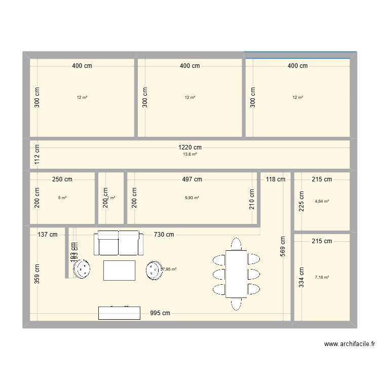 idée 1. Plan de 10 pièces et 117 m2