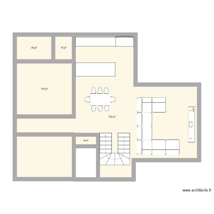 127 - modifié. Plan de 5 pièces et 86 m2