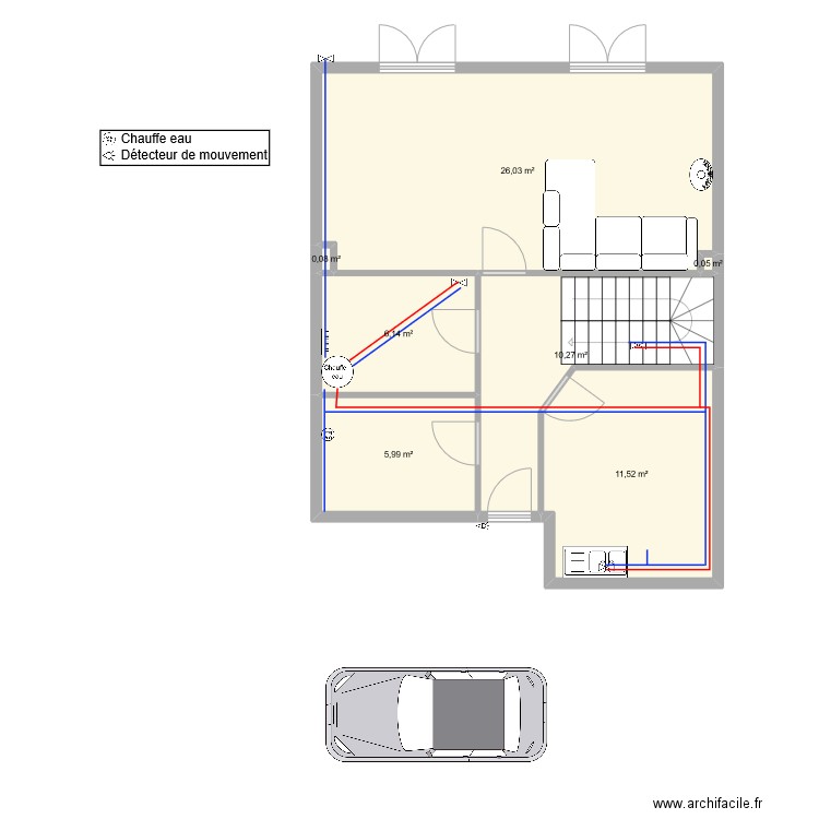 7 Martin Eau RDC. Plan de 7 pièces et 60 m2