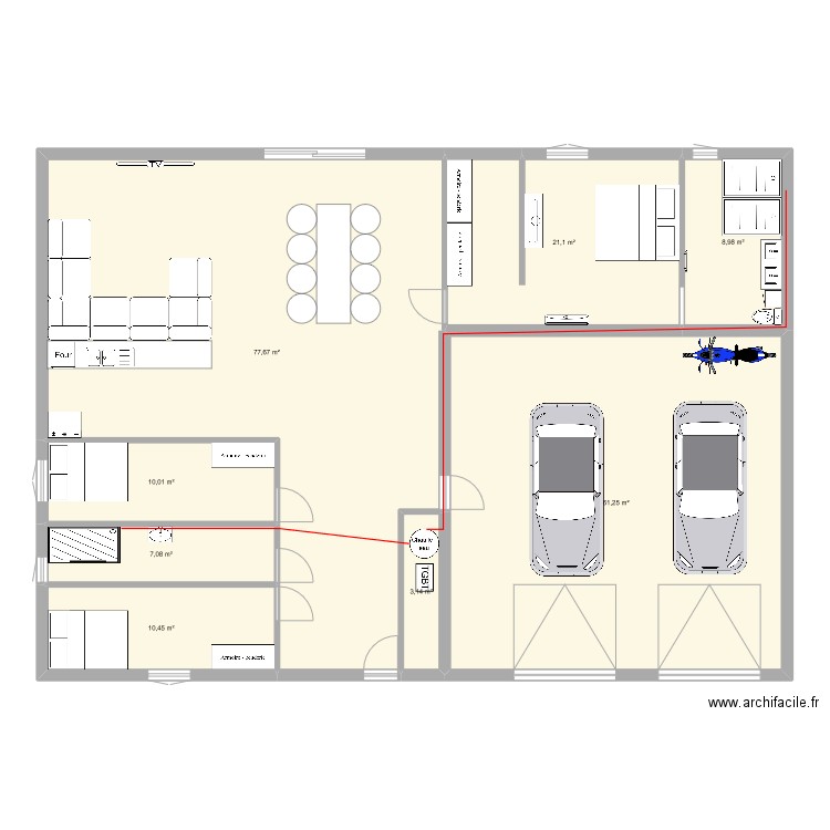 maison 1. Plan de 8 pièces et 200 m2