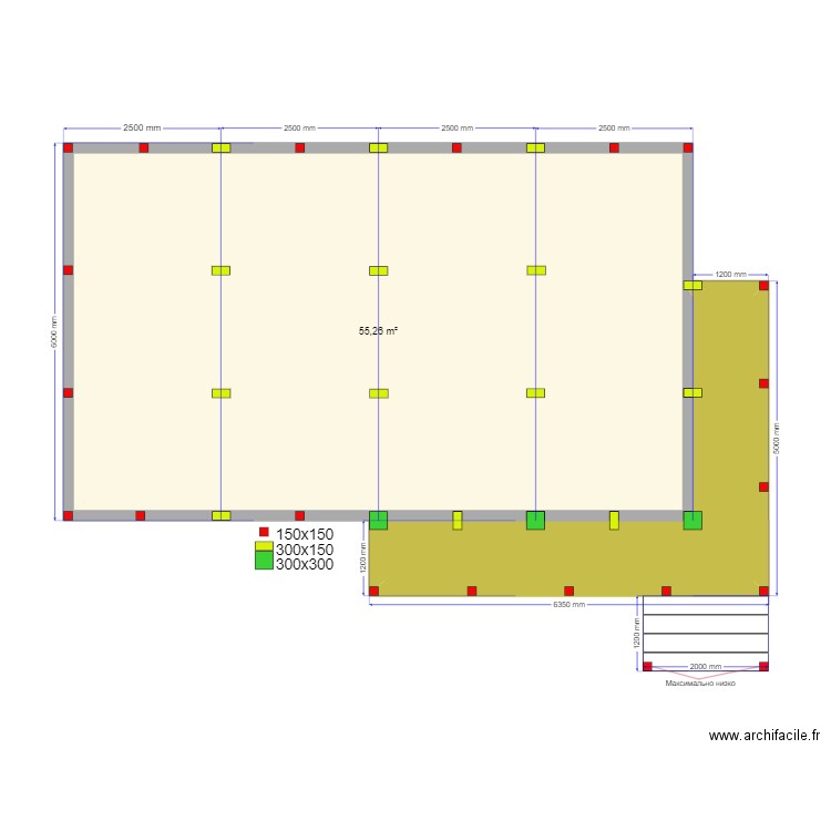 Пушкино Сваи. Plan de 2 pièces et 64 m2