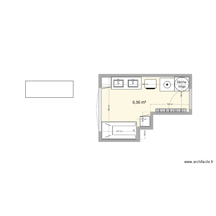 Salle de bain . Plan de 1 pièce et 7 m2