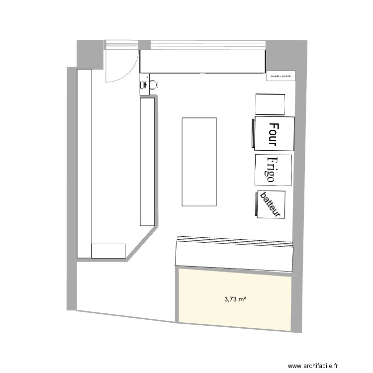 Boutique madeleines. Plan de 1 pièce et 4 m2