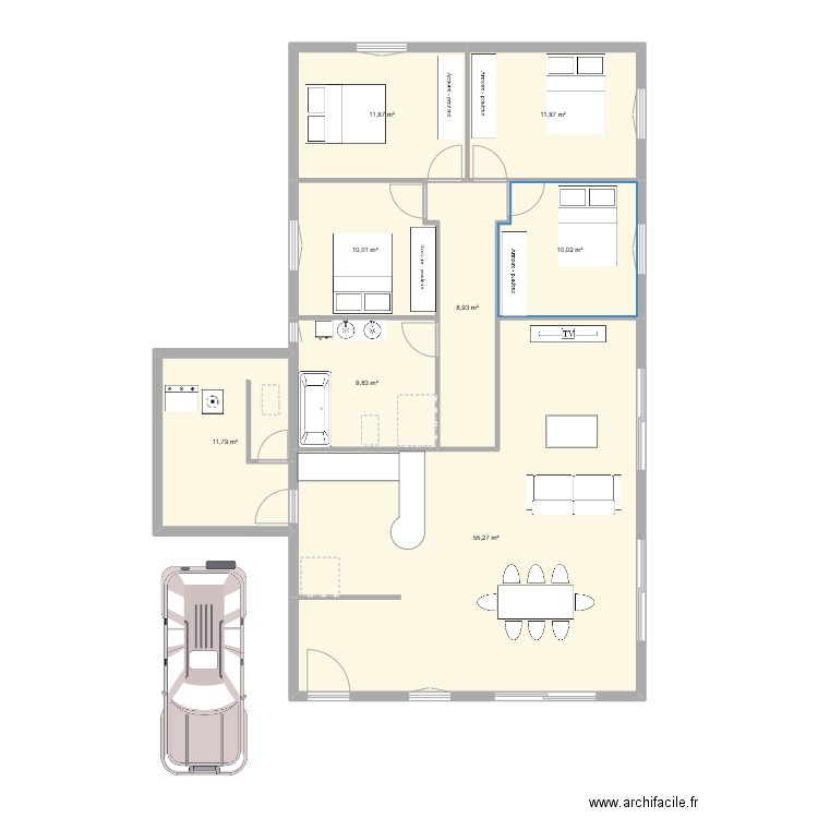 plan1. Plan de 8 pièces et 130 m2