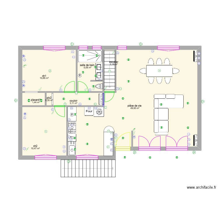 ambres 1813/2. Plan de 8 pièces et 83 m2