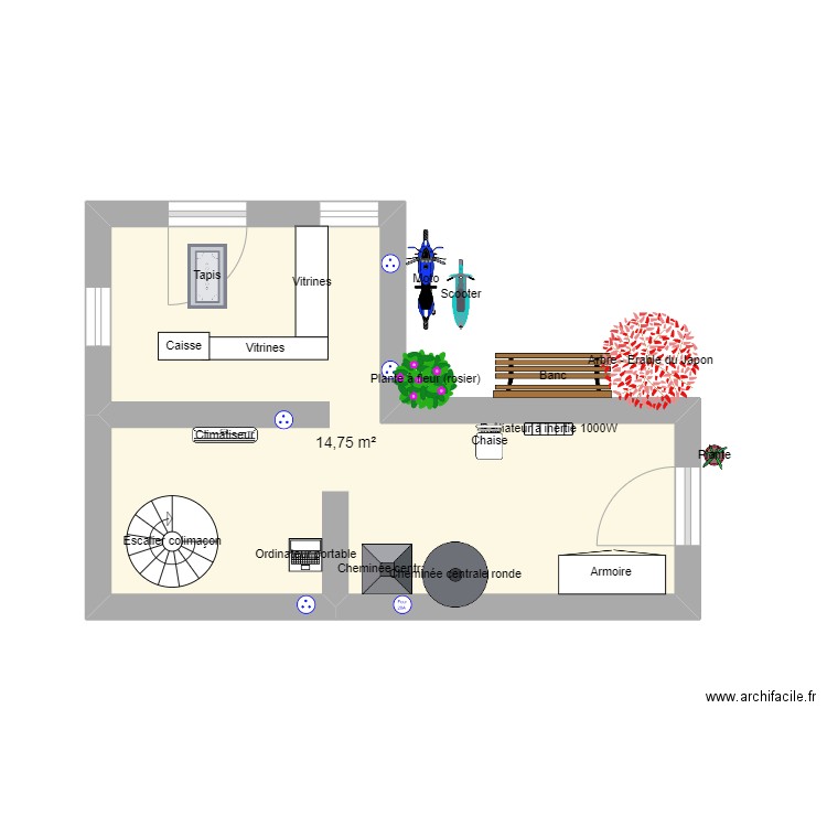 merveilleux. Plan de 1 pièce et 15 m2