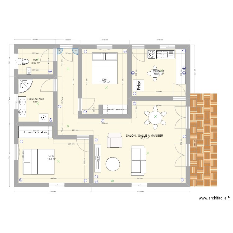 MAISON MODELE 2. Plan de 6 pièces et 81 m2