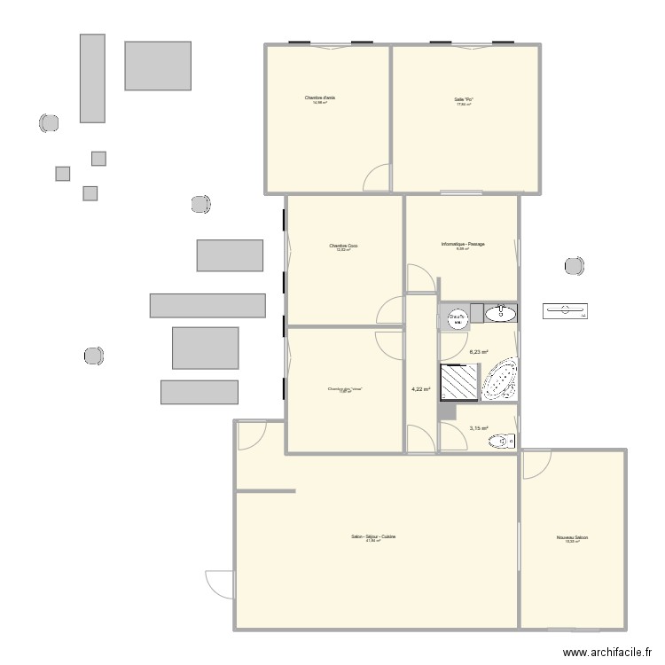 Agrandissement Cybelle 2. Plan de 10 pièces et 138 m2