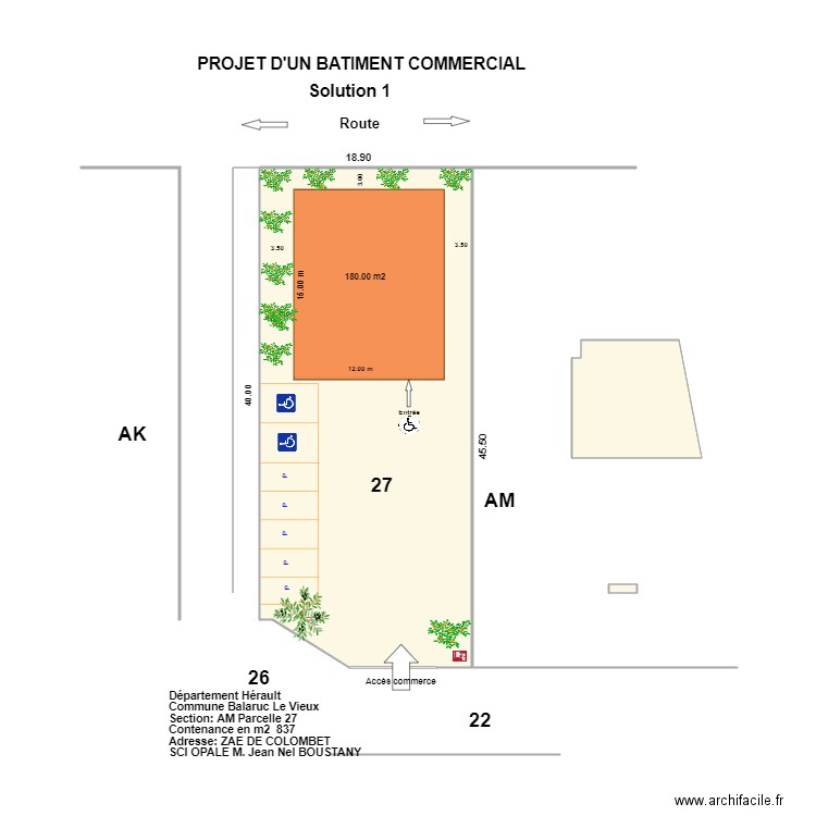 LOCAL  BALARUC LE VIEUX.. Plan de 3 pièces et 36 m2