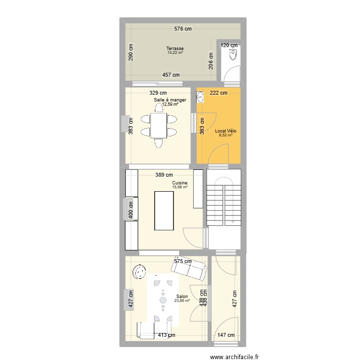 Stobbaert 22  - RDC. Plan de 5 pièces et 75 m2