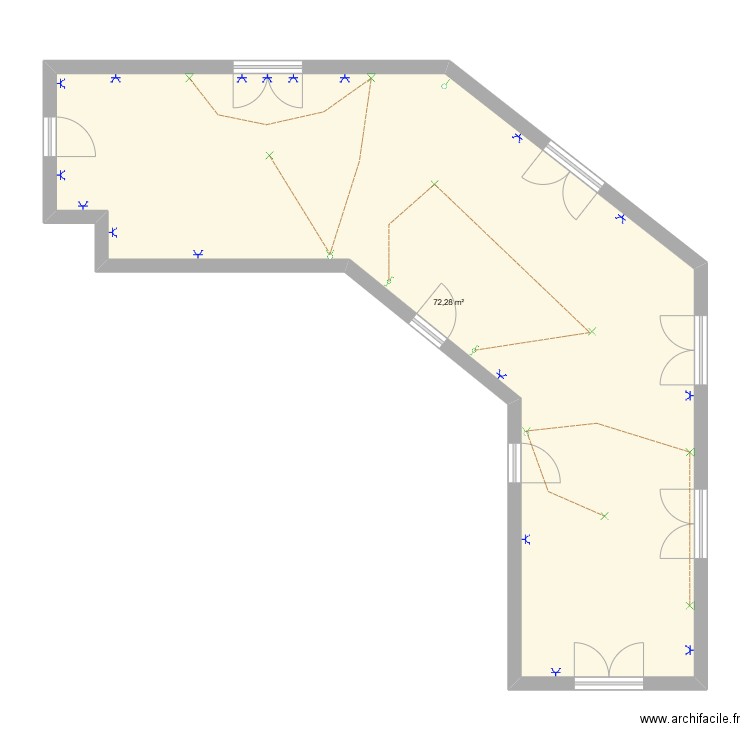 ostilas plan 3. Plan de 1 pièce et 72 m2