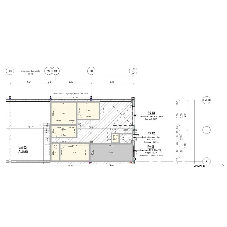 etage -2. Plan de 7 pièces et 71 m2