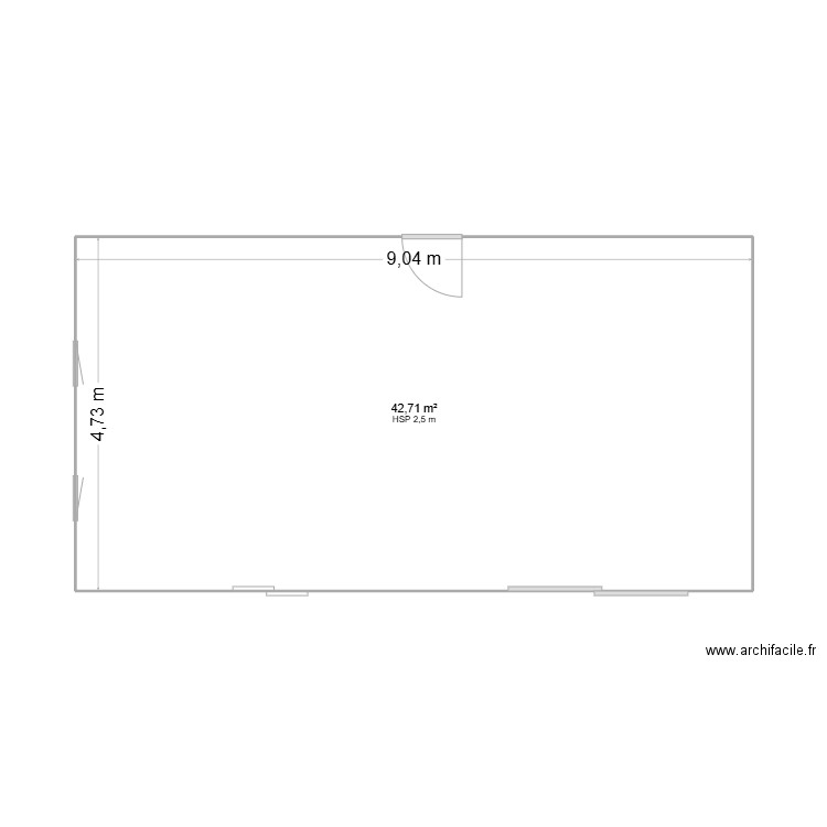 tst 1. Plan de 1 pièce et 43 m2