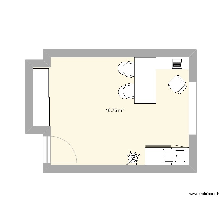 Cabinet 1. Plan de 1 pièce et 19 m2