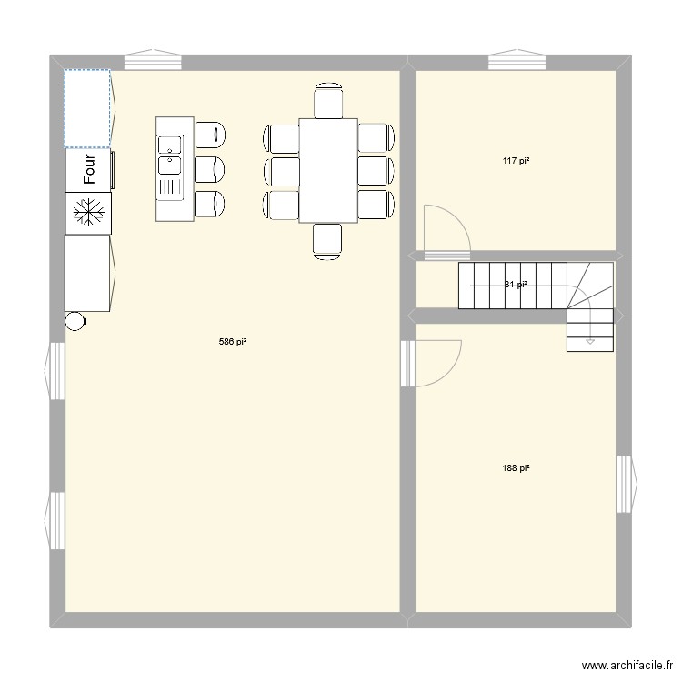 projet. Plan de 4 pièces et 86 m2