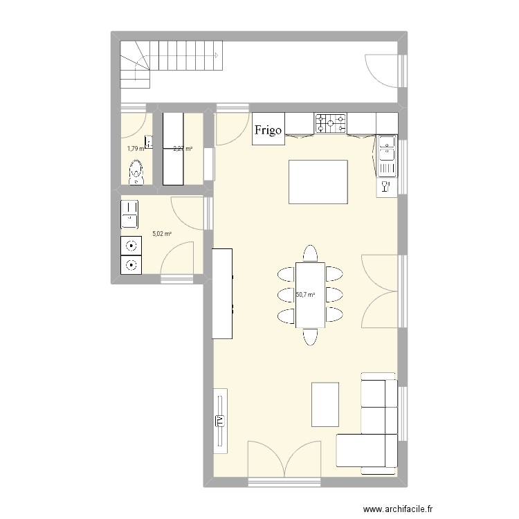 Idee. Plan de 4 pièces et 60 m2