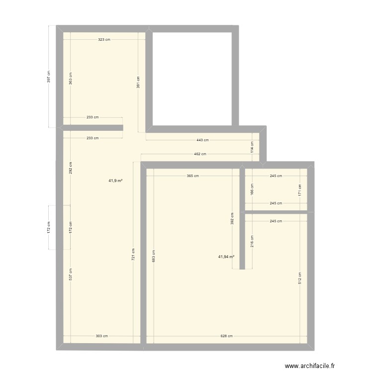 arca. Plan de 2 pièces et 84 m2