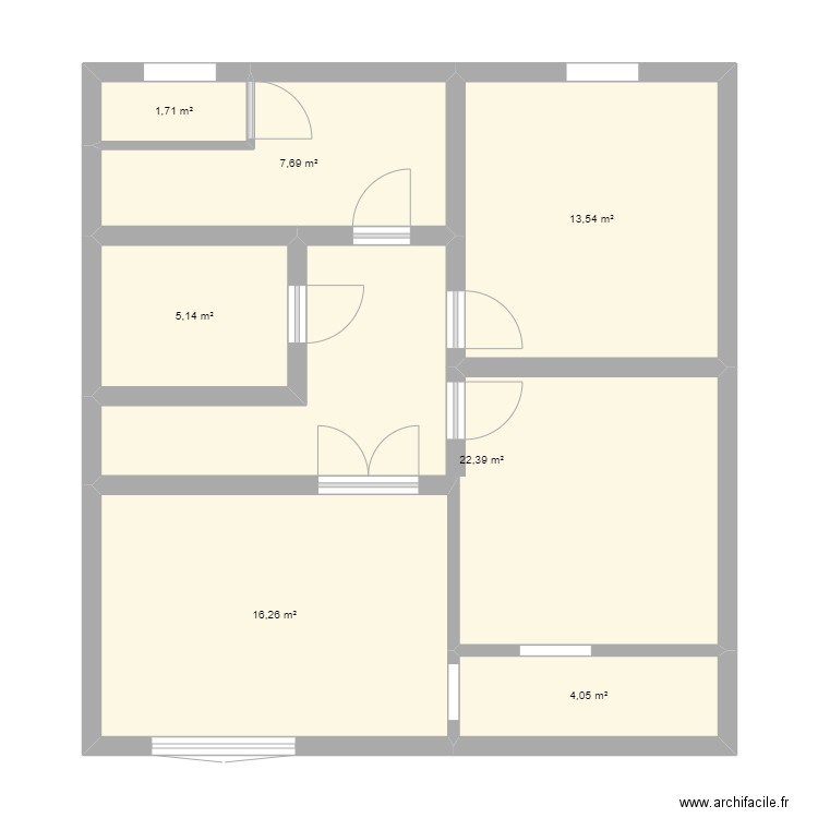 plan 21 galerie Georges SAND. Plan de 7 pièces et 71 m2