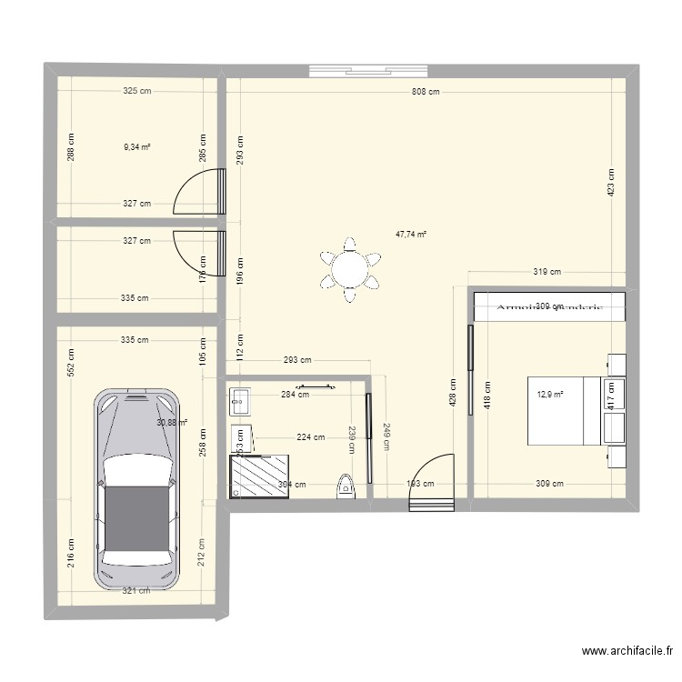 futur. Plan de 4 pièces et 101 m2