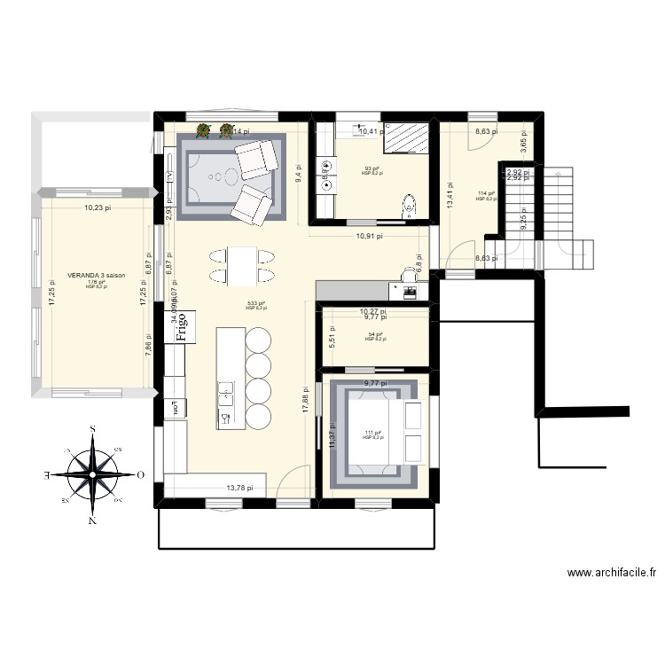 bigénérationnel2. Plan de 6 pièces et 101 m2