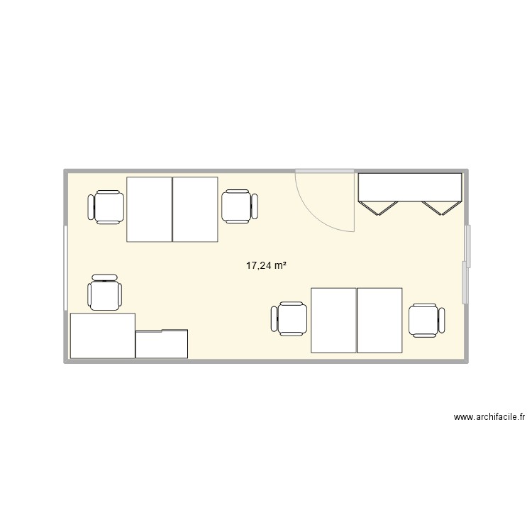 plan bureau RR/CS. Plan de 1 pièce et 17 m2