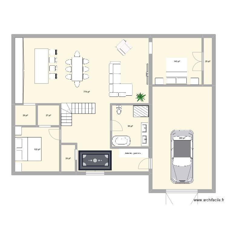 immobilirer. Plan de 9 pièces et 150 m2