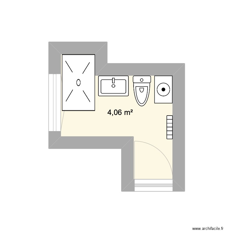 SALLE DE BAINS GLACIERES. Plan de 1 pièce et 4 m2