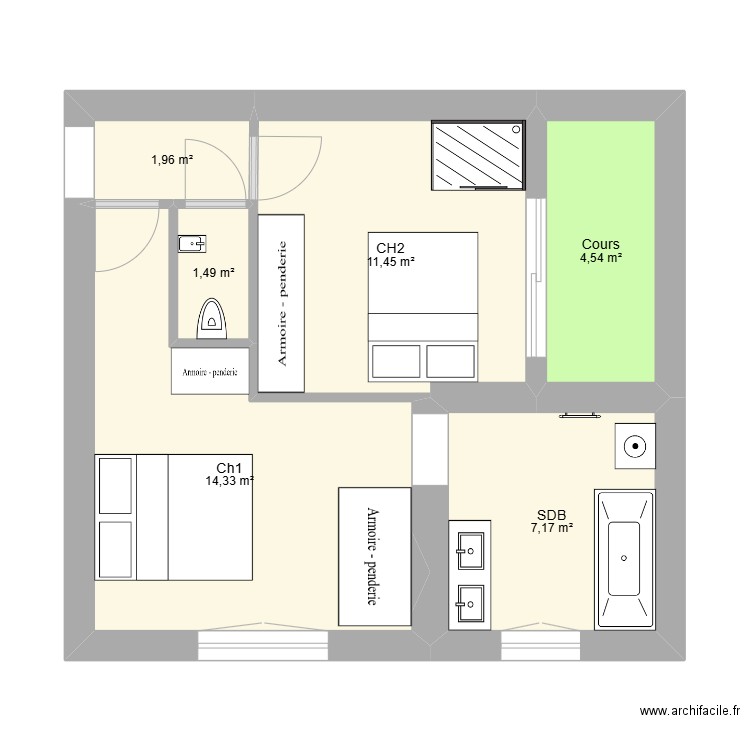 Van Zuylen. Plan de 6 pièces et 41 m2