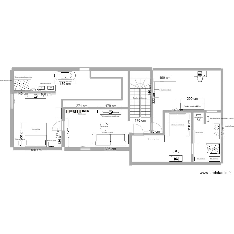 Etage chambre salon. Plan de 0 pièce et 0 m2