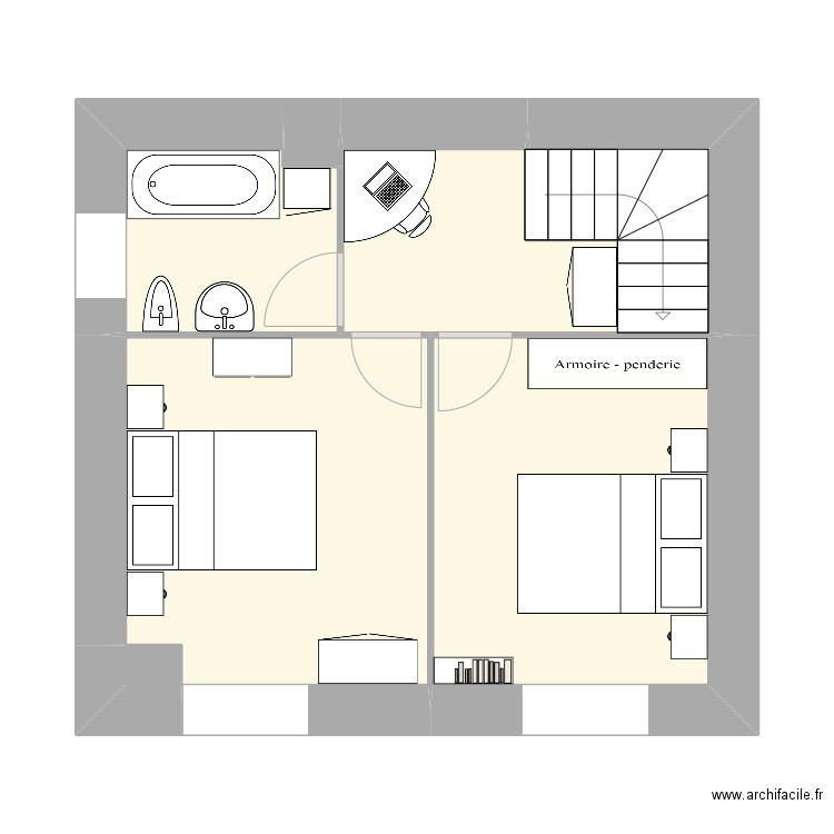 Etage Auvergne. Plan de 7 pièces et 30 m2