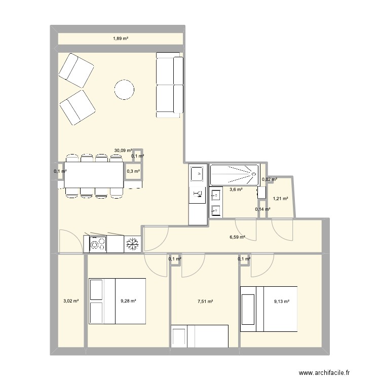 SAINTEX. Plan de 16 pièces et 74 m2