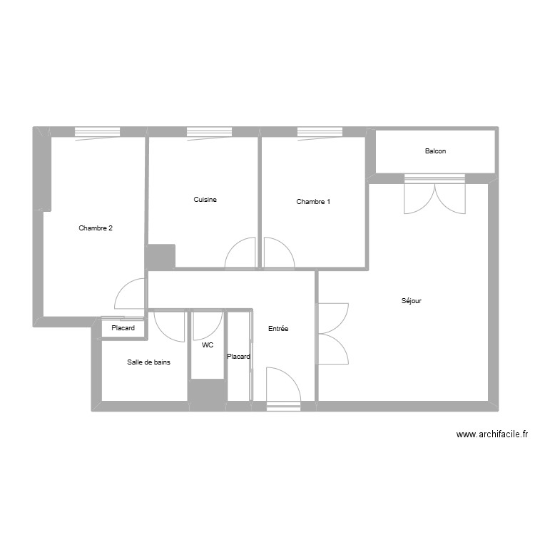 Quitio non meublé. Plan de 13 pièces et 75 m2