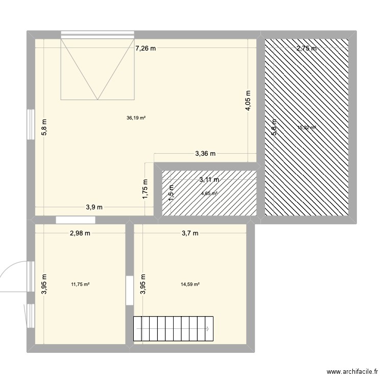 cave garage. Plan de 5 pièces et 83 m2