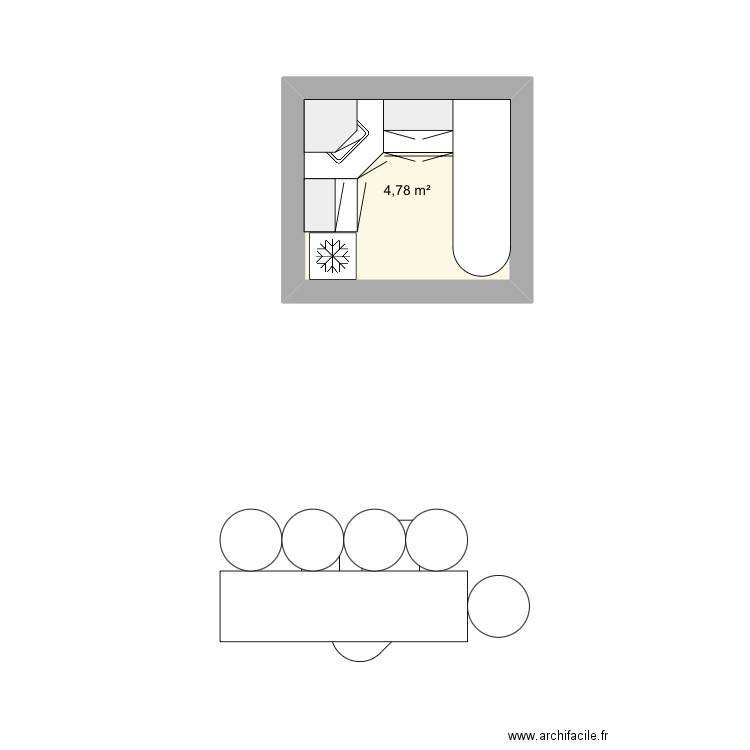 Arbv. Plan de 1 pièce et 5 m2