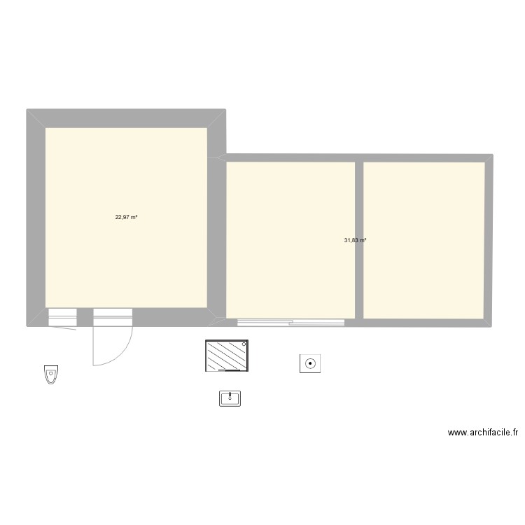 gautrais maison 1. Plan de 2 pièces et 55 m2