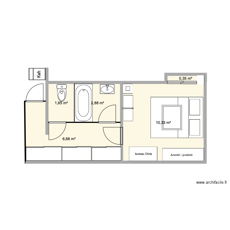 ESSAI. Plan de 5 pièces et 22 m2