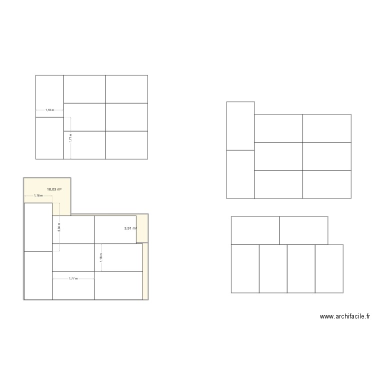 Plan batiment panneau solaire. Plan de 2 pièces et 22 m2