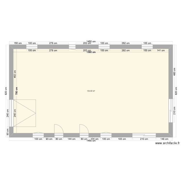 estimatif. Plan de 1 pièce et 104 m2