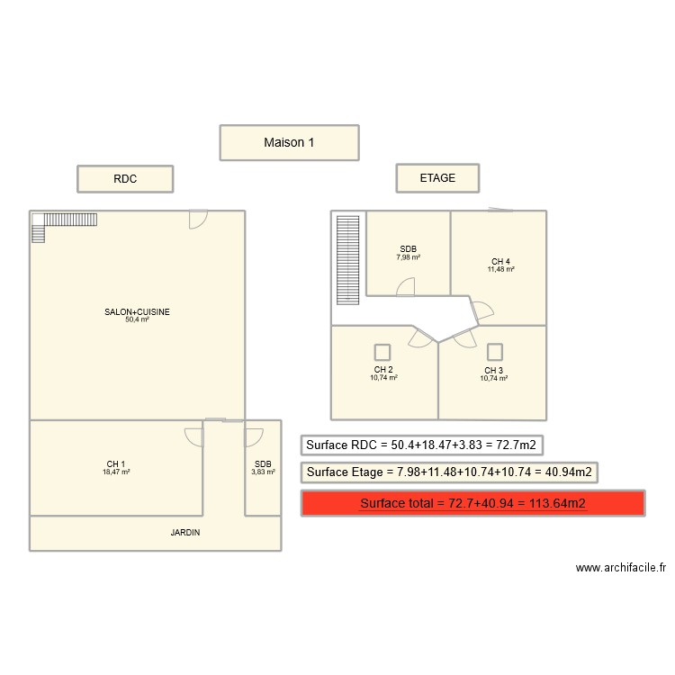 maison 1. Plan de 16 pièces et 160 m2