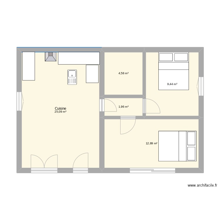 la seyne. Plan de 5 pièces et 54 m2