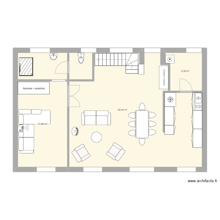 seignelay bis. Plan de 3 pièces et 86 m2